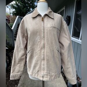 Vintage 90s Carhartt Detroit Blanket Lined Jacket Beige Workwear Mens Large